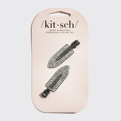 Metal Rhinestone Creaseless Clips 2pc Set- Hematite