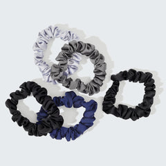 Midnight Satin Petite Scrunchies 5pc Set