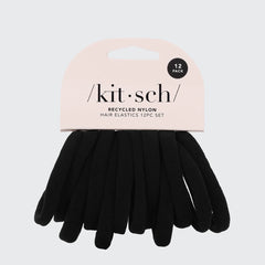 Recycled Nylon Medium Hair Elastics 12pc Set - Black