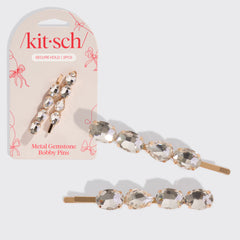 White Gemstone Bobby Pins