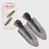 Metal Rhinestone Creaseless Clips 2pc Set- Hematite