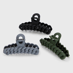 Black & Moss Chain Claw Clips 3pc Set