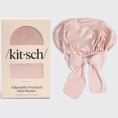 Satin Lined Flexi Shower Cap + Blush Oversized Satin Bonnet Bundle