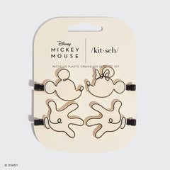 Mickey/ Minnie x Kitsch Recycled Plastic Creaseless Clips 4pc Set- Cream