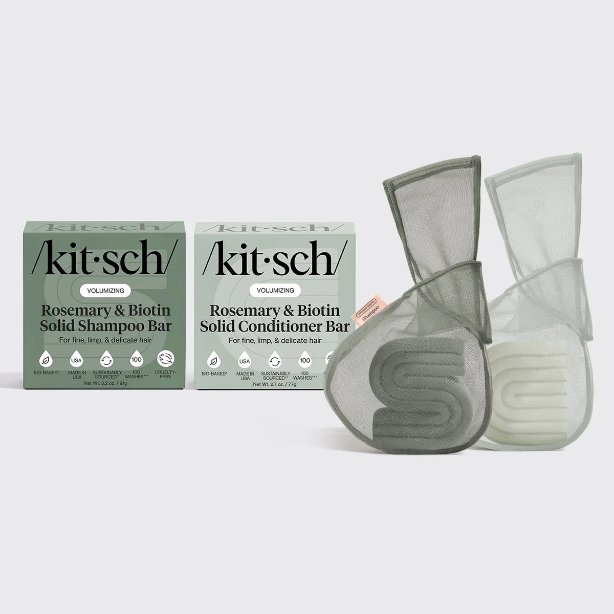 Rosemary & Biotin Shampoo & Conditioner Combo + Bar Saver Bags Bundle