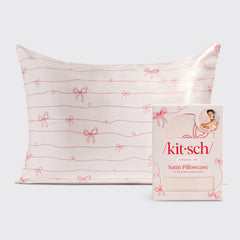 Satin Pillowcase in Striped Bows