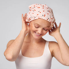 Cherry Print Satin Shower Cap