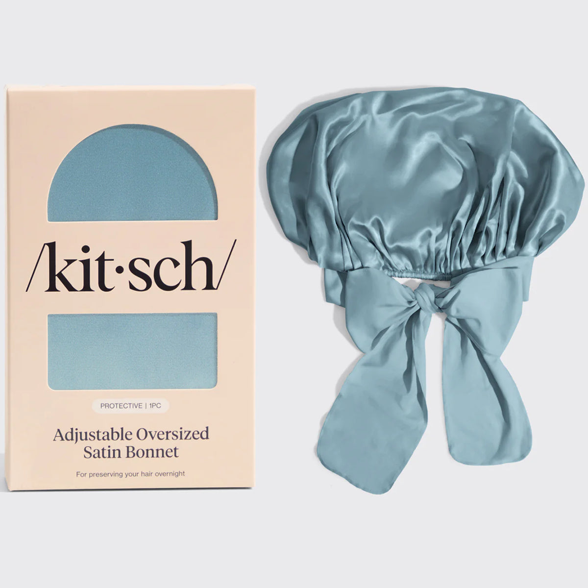 Haze Blue Oversized Satin Bonnet