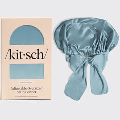 Haze Blue Oversized Satin Bonnet